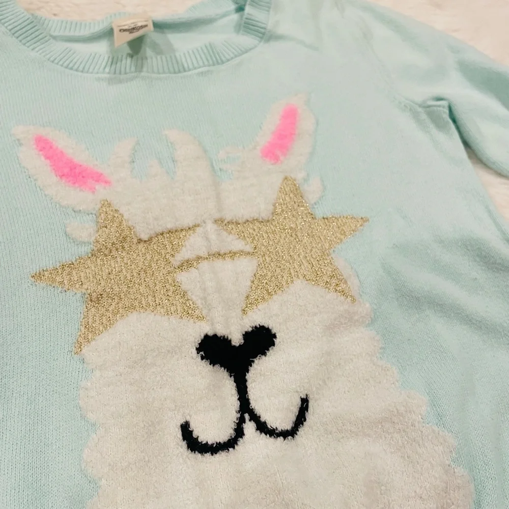 OshKosh B’Gosh Blue Star Llama Knit Crewneck Pullover Sweater Girl’s Size 4